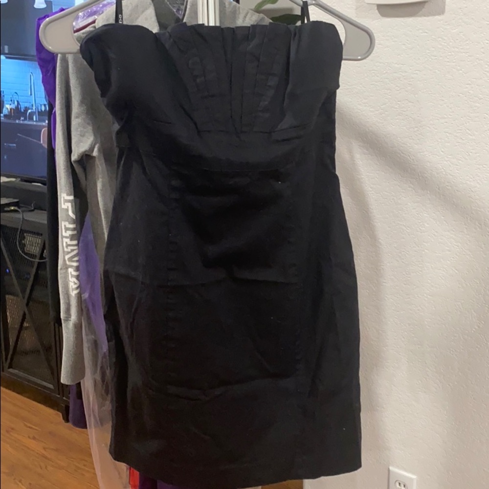 Black BEBE strapless dress